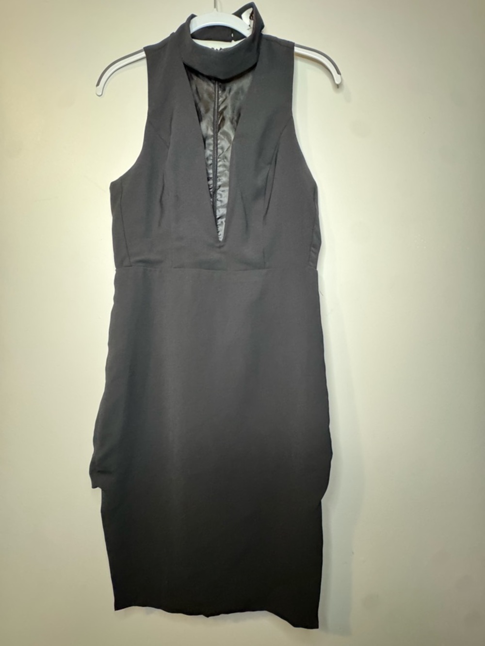 DO+BE Black Midi Sheath Dress with V-Notch